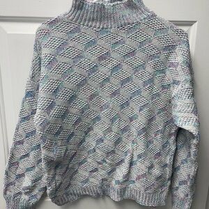Pastel Speckle Textured Turtleneck Sweater